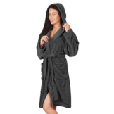 DecoKing Bademantel mit Kapuze L kurz Damen Herren Unisex Morgenmantel weich leicht flauschig Mikrofaser Fleece Robby Graphit - 1