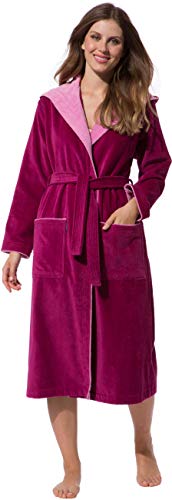 Morgenstern Bademantel für Damen aus Baumwolle mit Kapuze in Fuchsia Damen Bademantel wadenlang Frauen Bademantel Velours Größe M Leonie - 8