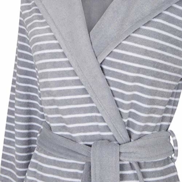Schiesser, Damen Bademantel, gestreift, 95 cm, hellgrau, 38 - 3