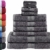 GREEN MARK Textilien 10 TLG. FROTTIER Handtuch-Set mit verschiedenen Größen 4X Handtücher, 2X Duschtücher, 2X Gästetücher, 2X Waschhandschuhe | Farbe: Anthrazit grau | Premium Qualität - 1