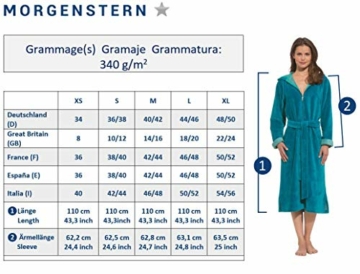 Morgenstern Bademantel Damen Reißverschluss Kapuze Petrol L - 7