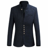 SUCCESS Männer Große Größen Anzug Jacke Stehkragen Bankett Herren Bräutigam Langarm Anzüge Blazer mit Einreihig Knöpfe Vintage Regular Fit Sakko Hochzeit Host Tanz Party Karneval Freizeit Anzugjacke - 1