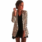 Sumeiwilly Damenjacke Frauen Snake Print Blazer Frauen Schlangen Druck Lange Hülsen Klage Mantel Blazer Radfahrer Jacke Outwear Oberseiten - 1