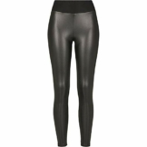 Urban Classics Damen High Waist aus Lederimitat mit Hoher Taille - Ladies Faux Leather Treggins Leggings, Schwarz (Black 00007), M EU - 1
