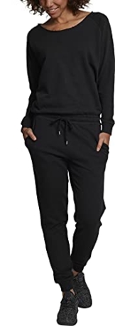 Urban Classics Damen Ladies Long Sleeve Terry Jumpsuit, Schwarz (Black 00007), Medium - 1