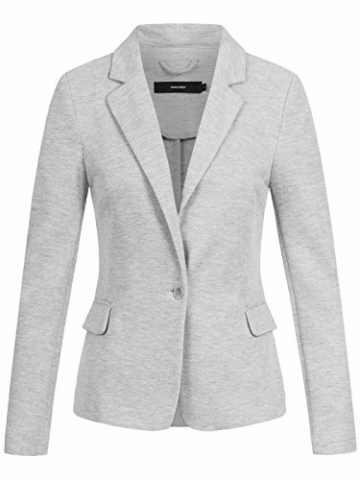 VERO MODA Damen Jersey Blazer Julia leichte Stoffjacke 10154123 Light Grey Melange 38 - 1