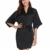 Vlazom Kimono Robe Damen Morgenmantel Kurzer Satin Bademantel Mit Gürtel V-Ausschnitt Kimono(M,Schwarz) - 3