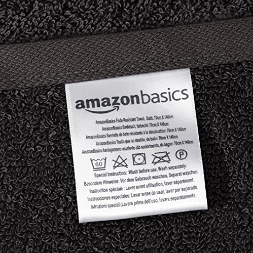 Amazon Basics AB Fade Resitant, 100% Baumwolle, Schwarz, 2 Bath & 4 Hand - 7