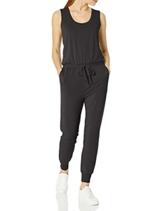 Amazon Essentials Studio Terry Fleece Jumpsuit Overall, Schwarz, L - 1