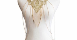 Amorar Körperkette Schmuck Gold Spitze mehrschichtig Quaste Halskette Bauchkette Bikini Strand Körper Bauch Schmuck für Damen Körperschmuck - 2