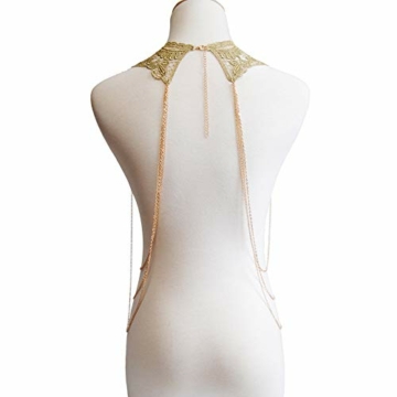 Amorar Körperkette Schmuck Gold Spitze mehrschichtig Quaste Halskette Bauchkette Bikini Strand Körper Bauch Schmuck für Damen Körperschmuck - 5