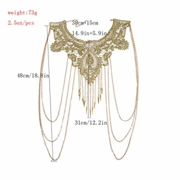 Amorar Körperkette Schmuck Gold Spitze mehrschichtig Quaste Halskette Bauchkette Bikini Strand Körper Bauch Schmuck für Damen Körperschmuck - 6