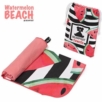 BEARFOOT Mikrofaser Handtuch mit Tasche | schnelltrocknende Handtücher - Microfaser Saunatuch, XXL Strandtuch, Badetuch groß, Reisehandtuch | Reise, Strand, Sauna (Wassermelone 200x90) - 2