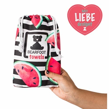 BEARFOOT Mikrofaser Handtuch mit Tasche | schnelltrocknende Handtücher - Microfaser Saunatuch, XXL Strandtuch, Badetuch groß, Reisehandtuch | Reise, Strand, Sauna (Wassermelone 200x90) - 5