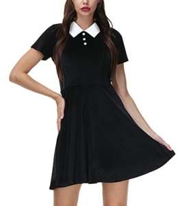 BesserBay Damen Halloween Kleid Costume Kurzarm Skaterkleid Schwarz - 2