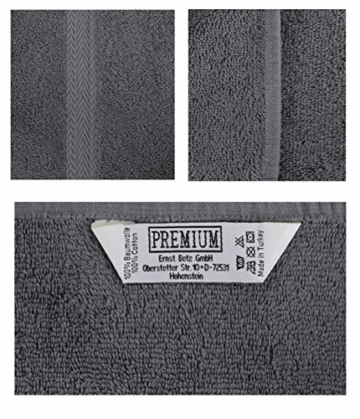 Betz 10-TLG. Handtuch - Set Premium 100% Baumwolle 2 Duschtücher 4 Handtücher 2 Gästetücher 2 Waschhandschuhe Farbe Anthrazit & Silber Grau - 6