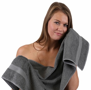 Betz 10-TLG. Handtuch-Set Premium 100% Baumwolle 2 Duschtücher 4 Handtücher 2 Gästetücher 2 Waschhandschuhe Farbe Türkis & Anthrazit - 4