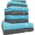 Betz 10-TLG. Handtuch-Set Premium 100% Baumwolle 2 Duschtücher 4 Handtücher 2 Gästetücher 2 Waschhandschuhe Farbe Türkis & Anthrazit - 1