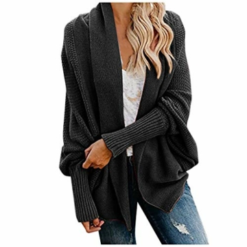 Cardigan Damen Lang Strickmantel Strickjacke Sweater Elegant Manschette Langarm Sweatshirt Langen Mantel Jacke Tops Outwear Casual Offen Pulllover Damen Herbst Winter Outing Stil - 1