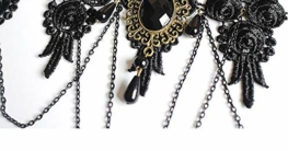 Daimay Gotisch Choker Halskette Armbänder Schmuck 3 PCS Halsband Ketten Victorian Steampunk Retro Zahnräder Spitze Vampir Slave Armband für Halloween Ostern Lolita Spitze Schwarz Geschenk - 2