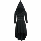 Darringls Gothic Kleider für Frauen Vintage Hexenkleid mittelalterliches Kleid weibliches Halloween Vampir Kostüm Frauen langes Kleid mit Kapuze Mantel Kleid mit Kapuze Halloween Cosplay Kostüm - 1
