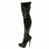 DOK136 Frauen Stilett über das Knie Strecken breite Passform Schwarze Overknee Stiefel Schuhe Größe 36 37 38 39 40 41 (39, Schwarz Glänzend) - 1