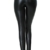 Everbellus Sexy Damen Faux PU Leder Leggins Hohe Taille Hüfthoch Strumpfhose Hose, M/Größe 36, Schwarz - 2