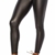 Fashion Design Damen Wetlook Lederlook Optik Thermo Leggings (Schwarz, L/XL) - 1