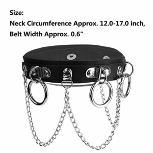 FEESHOW Frauen Choker Halskette PU Leder Halsband Nieten Halsreif Halsschmuck mit Metall Ring und Spinne Eisenkette Punk Gothic Rock Einstellbare Größe Schwarz_B One Size - 4