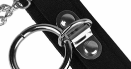 FEESHOW Frauen Choker Halskette PU Leder Halsband Nieten Halsreif Halsschmuck mit Metall Ring und Spinne Eisenkette Punk Gothic Rock Einstellbare Größe Schwarz_B One Size - 7