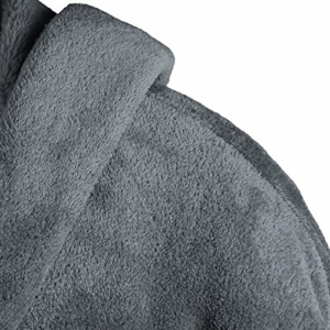 Gräfenstayn® Damen & Herren Kuschelfleece Bademantel mit Kapuze Größe S-XXXL Öko-Tex Standard 100 Flanell Fleece (L, Anthrazit) - 4