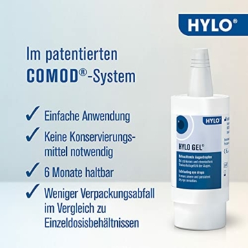HYLO GEL Augentropfen bei trockenen Augen, langanhaltend, mit Hyaluronsäure, Doppelpackung 2x10 ml - 5