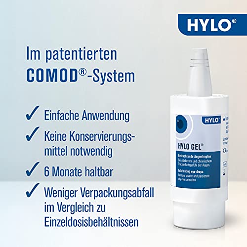 HYLO GEL Augentropfen bei trockenen Augen, langanhaltend, mit Hyaluronsäure, Doppelpackung 2x10 ml - 5