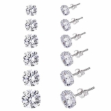 Joeleli Frauen Ohrring, 6 Paar Silber Ohrstecker 925 Sterling Kubikzirkonia Small Sleeper Knorpel Ohrstecker für Frauen Männer Mädchen, 3/4/5/6/7 / 8mm - 1