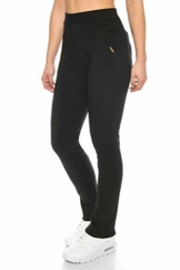 Kendindza Damen Thermo-Leggings gefüttert mit Innen-Fleece Basic Blickdicht (Schwarz | Muster 2, XXL) - 1