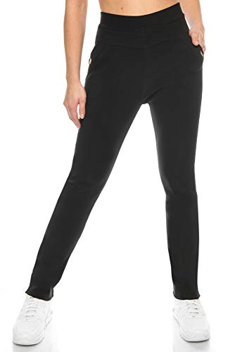 Kendindza Damen Thermo-Leggings gefüttert mit Innen-Fleece Basic Blickdicht (Schwarz | Muster 2, XXL) - 3