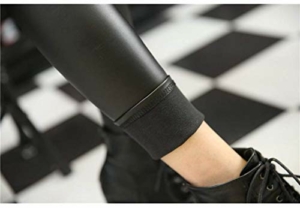 LA FERANI - Premium High Waist Leggings Leder Optik Stretch Schwarz mit hohem Bund - Total Shaper figurbetont für Damen Frauen (M/L) - 3