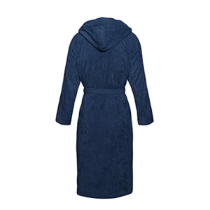 LAYNENBURG Bademantel Damen & Herren Kuschelvelours - 100% Baumwolle - Velours & Frottee - Kapuze - GRATIS Badeslipper - OEKO TEX - (XL, Blau) - 2