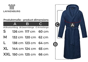 LAYNENBURG Bademantel Damen & Herren Kuschelvelours - 100% Baumwolle - Velours & Frottee - Kapuze - GRATIS Badeslipper - OEKO TEX - (XL, Blau) - 5