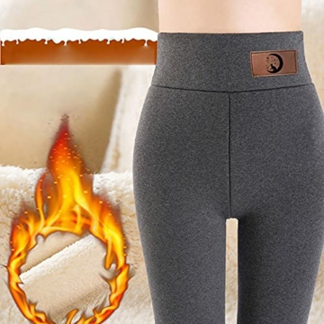 Leggings Damen Thermo Leggings Damen Winter Leggins Warme Hohe Taille Stretch Thermohose Plush Futter Weiche Slim Hosen Norweger Thermo Winter Leggings, Pants mit Teddy Fell gefüttert Wärmeschutz - 3