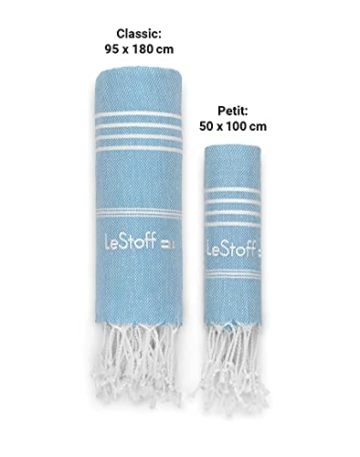 LeStoff das traditionelle Hamamtuch Strandtuch Badetuch Saunatuch Duschtuch Spa Sport Yoga Reisen 100% Bio-Baumwolle. Nachhaltig, natürlich, weich und vorgewaschen. (100 x 180 cm, Light Blue) - 8