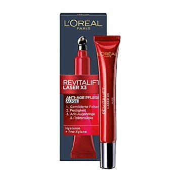 L'Oréal Paris Augenpflege, Revitalift Laser X3, Anti-Aging Augencreme mit 3-fach Wirkung, Hyaluronsäure, 15 ml - 1