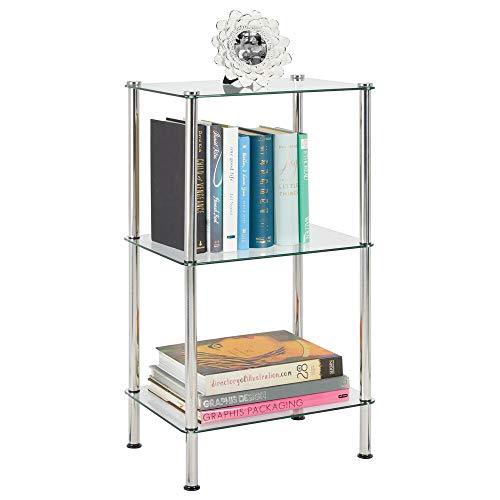 mDesign modernes Badregal – Badorganizer aus Glas mit 3 Ebenen – elegante Duschablage für Handtücher, Cremes und Kosmetik – durchsichtig und silberfarben - 5