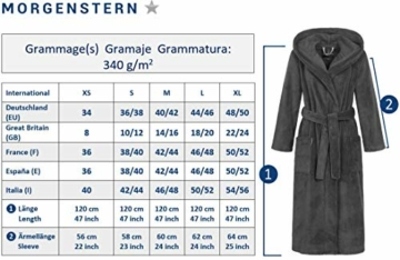 Morgenstern Bademantel Damen lang mit Kapuze in Nachtblau Geena Hausmantel Saunamantel wadenlang einfarbig Frauen M Duschmantel long - 6