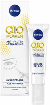 NIVEA Q10 Power Anti-Falten + Straffung Augenpflege für jünger aussehende Haut, feuchtigkeitsspendende Augencreme, 15ml - 1