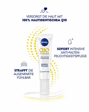 NIVEA Q10 Power Anti-Falten + Straffung Augenpflege für jünger aussehende Haut, feuchtigkeitsspendende Augencreme, 15ml - 3