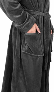 NY Threads Herren Morgenmantel aus Fleece mit Kapuze - Plüsch und Kuscheliger Bademantel für Männer (Medium, Dunkelgrau) - 5