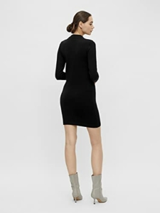 Object Damen OBJTHESS L/S Knit Dress NOOS Kleid, Schwarz, S - 4