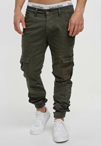OneRedox Herren Chino Pants Jeans Joggchino Hose Jeanshose Skinny Fit Modell H-3408 Khaki 33 - 3