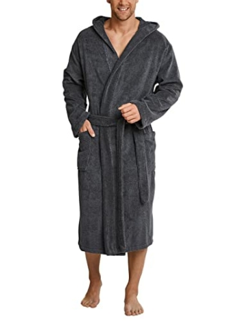 Schiesser Herren Kapuze Bademantel, Grau (200-grau), XL - 1
